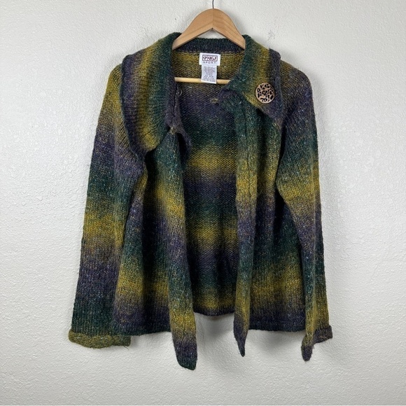 PBJ Sport Vintage Ombre Two Button Long Sleeve Cardigan Size Medium Women - Picture 6 of 11